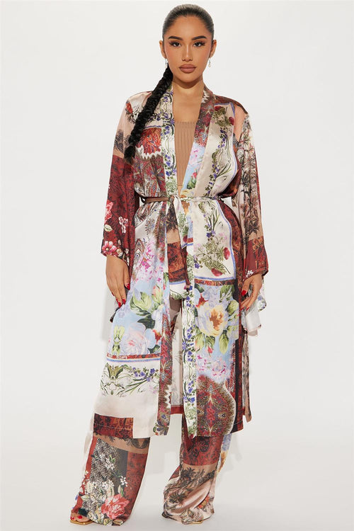 Floral Print Kimono & Pant Set