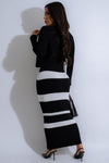 Striped Knit Dress with Cardigan