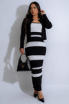 Striped Knit Dress with Cardigan