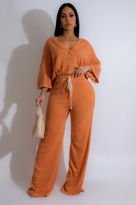 Convertible Scarf Crop Top Wide Leg Pant Set