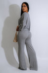 Thin Knit V-Neck Top & Wide Leg Pant Set