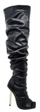 Ruched Over The Knee Peeptoe Boot