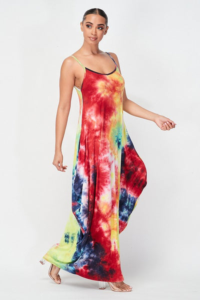 Rainbow Tie Dyed Pocketed Dress