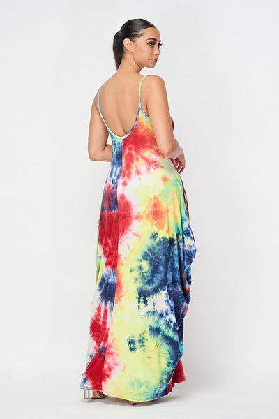 Rainbow Tie Dyed Pocketed Dress