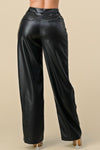 Wide Leg Vegan Leather Trousers