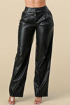 Wide Leg Vegan Leather Trousers