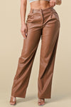 Wide Leg Vegan Leather Trousers