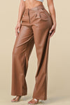 Wide Leg Vegan Leather Trousers