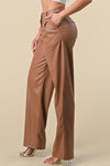 Wide Leg Vegan Leather Trousers